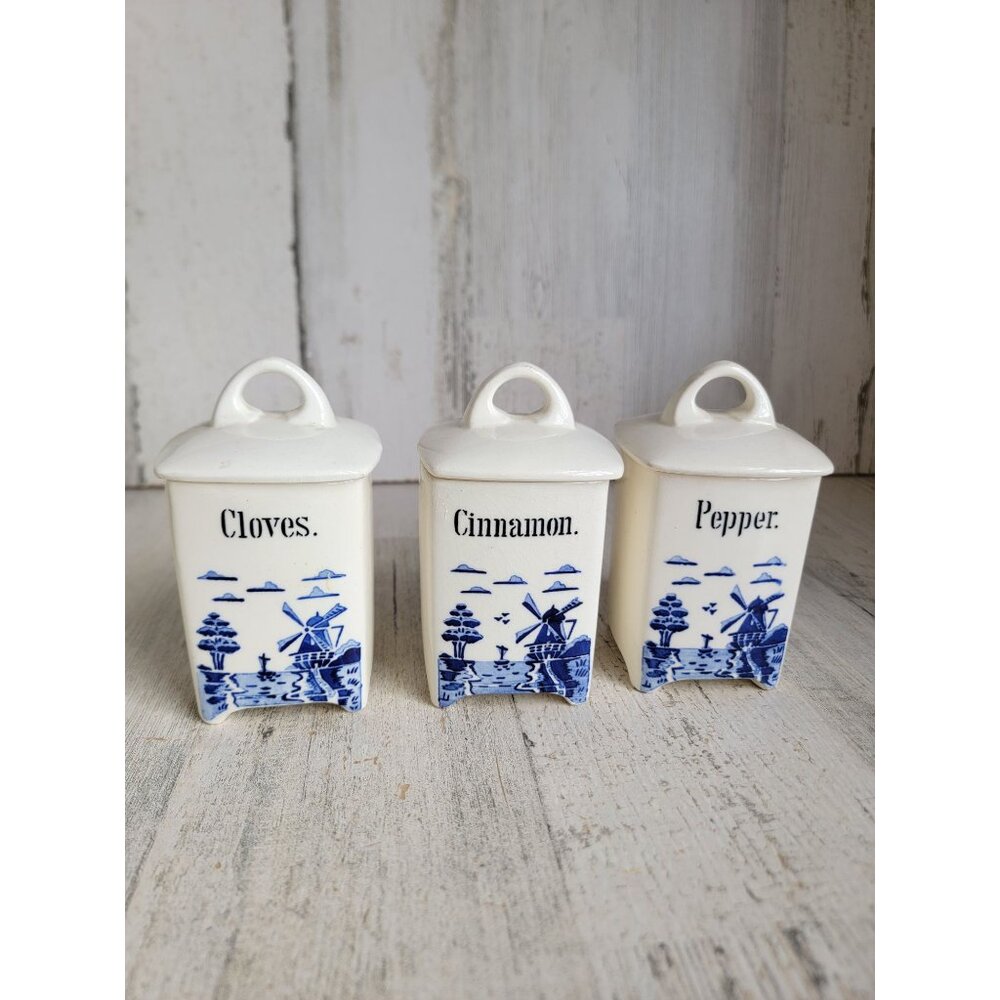Vintage Germany‎ cinnamon clove pepper spice jar set kitchen canister